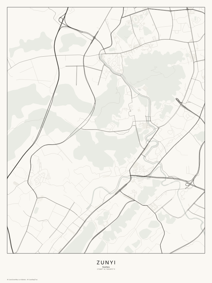 Zunyi map poster, classic style