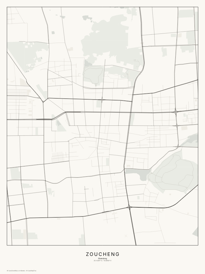 Zoucheng map poster, classic style