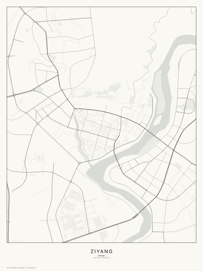 Ziyang map poster, classic style