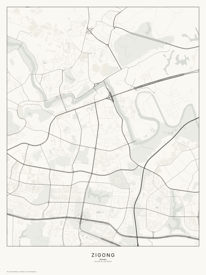 Zigong map poster, classic style