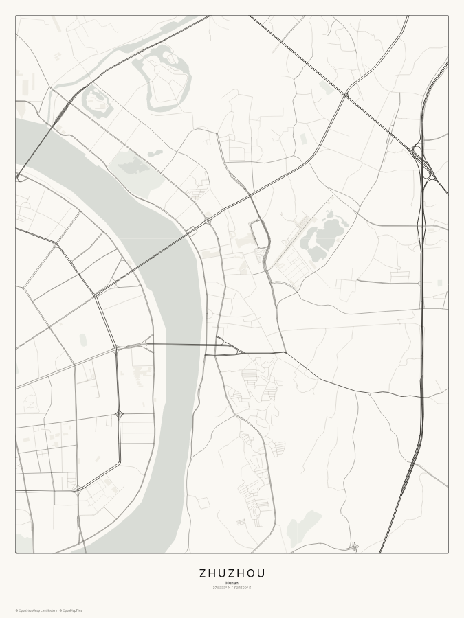 Zhuzhou map poster, classic style