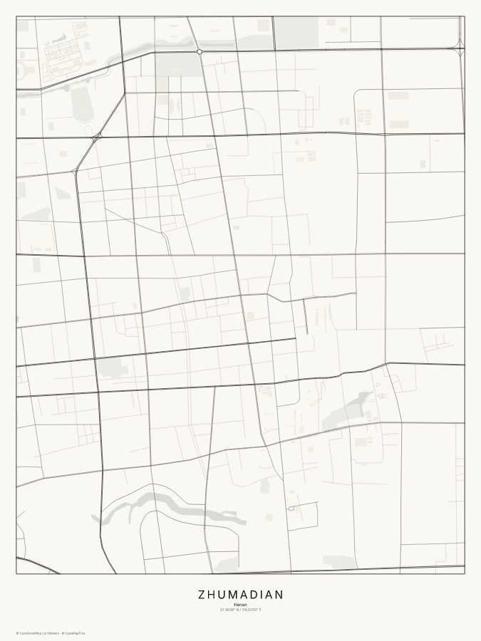 Zhumadian map poster, classic style
