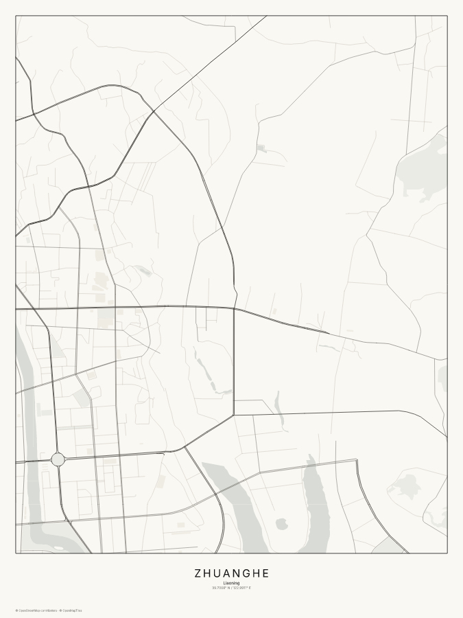 Zhuanghe map poster, classic style