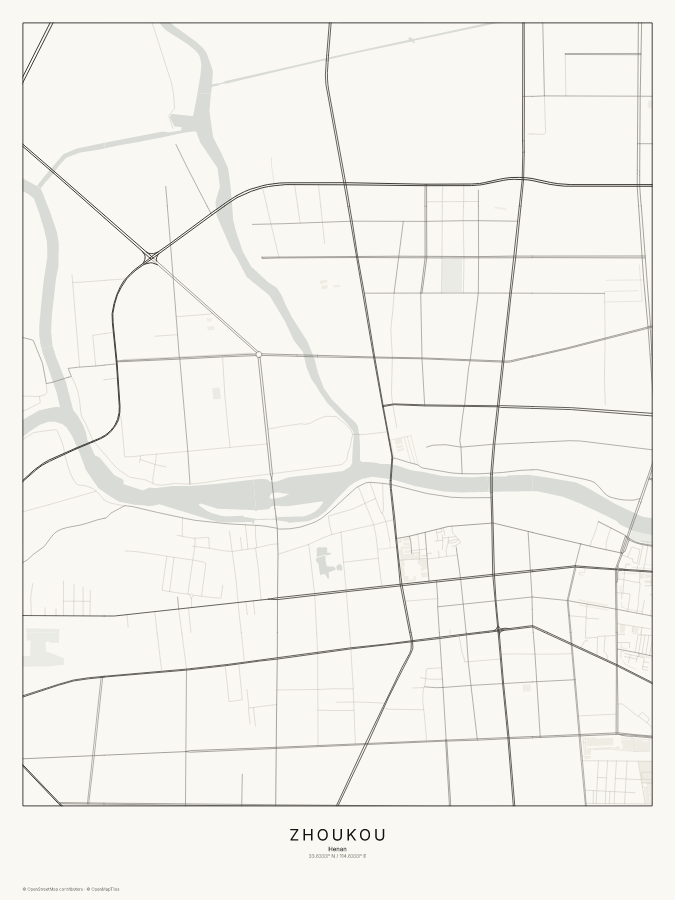 Zhoukou map poster, classic style