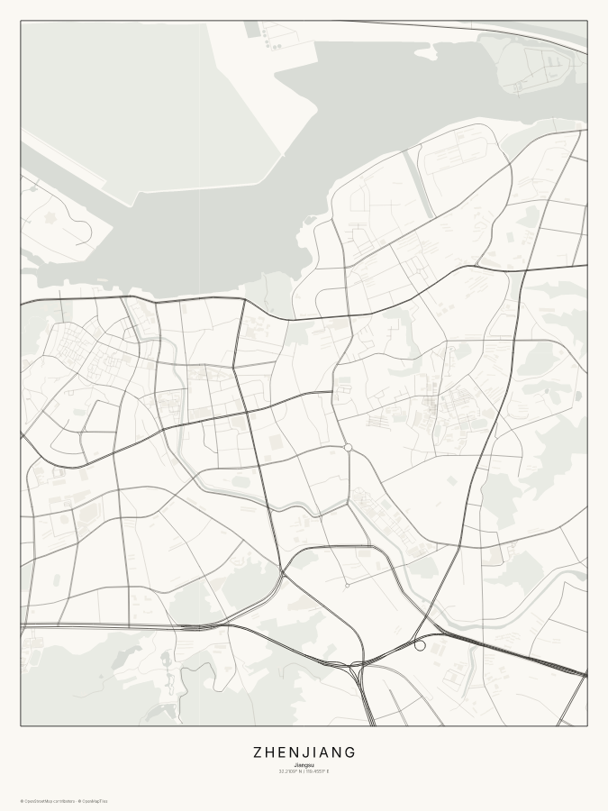 Zhenjiang map poster, classic style