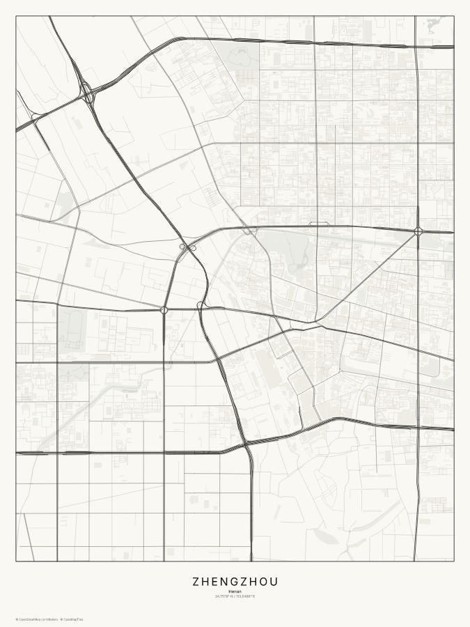 Zhengzhou map poster, classic style