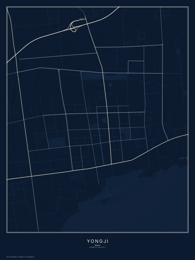 Yongji map poster, midnight style