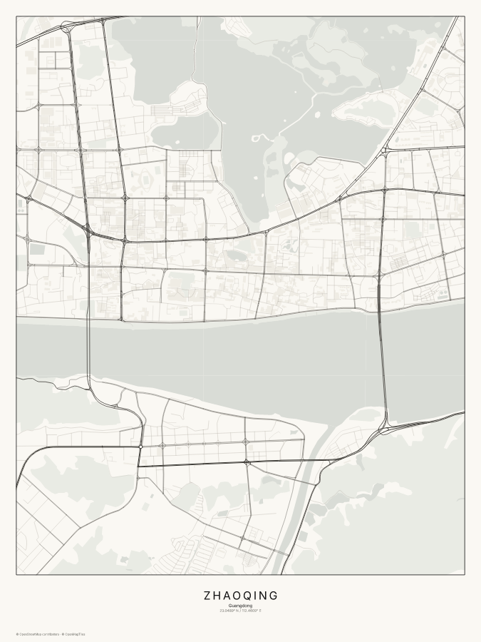 Zhaoqing map poster, classic style