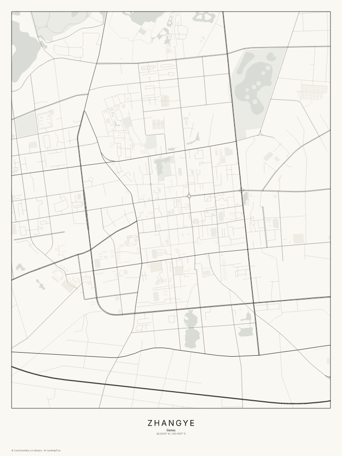 Zhangye map poster, classic style