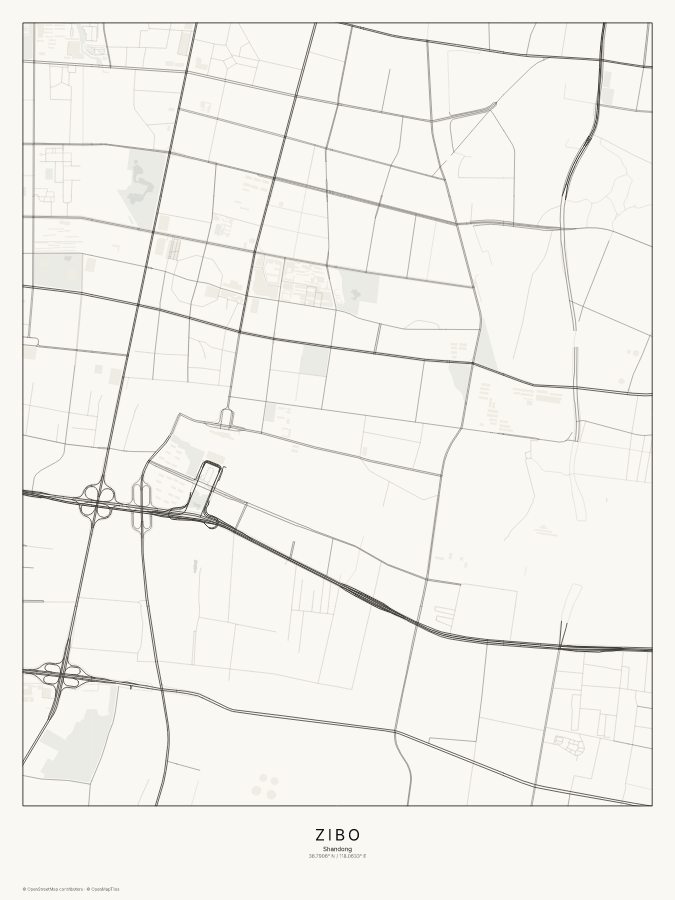 Zibo map poster, classic style