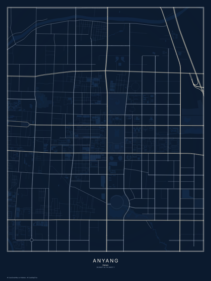 Anyang map poster, midnight style