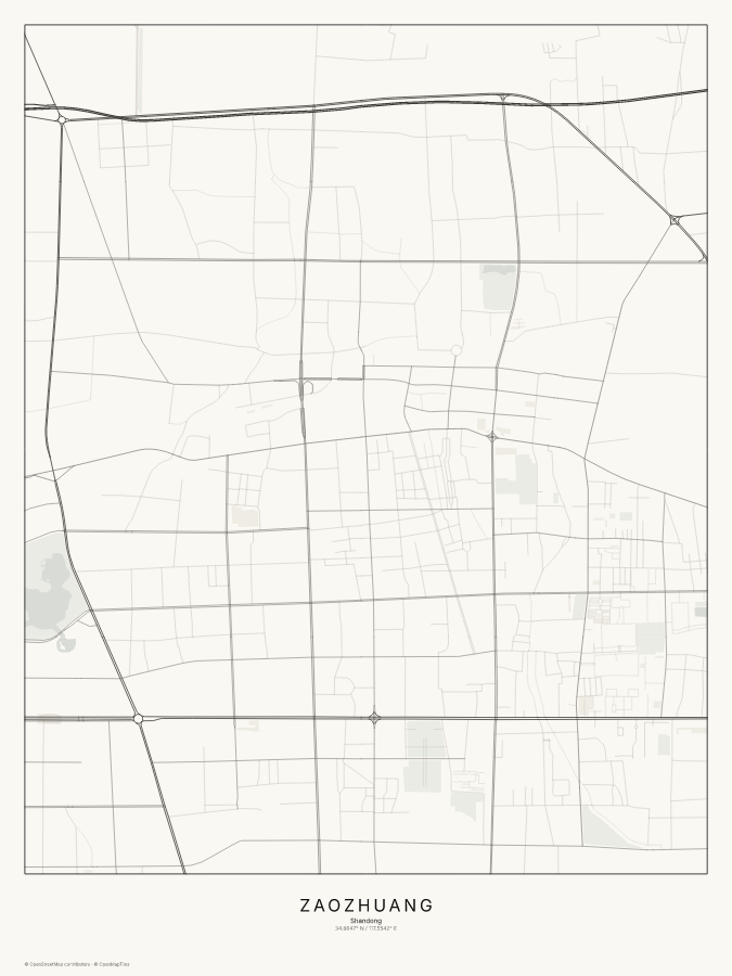 Zaozhuang map poster, classic style