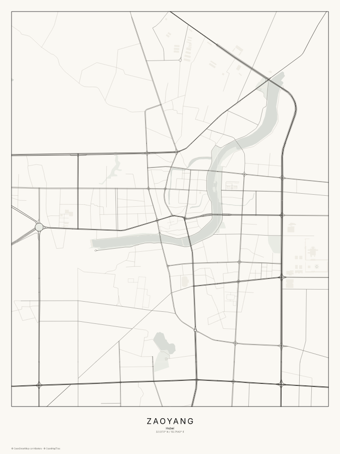 Zaoyang map poster, classic style