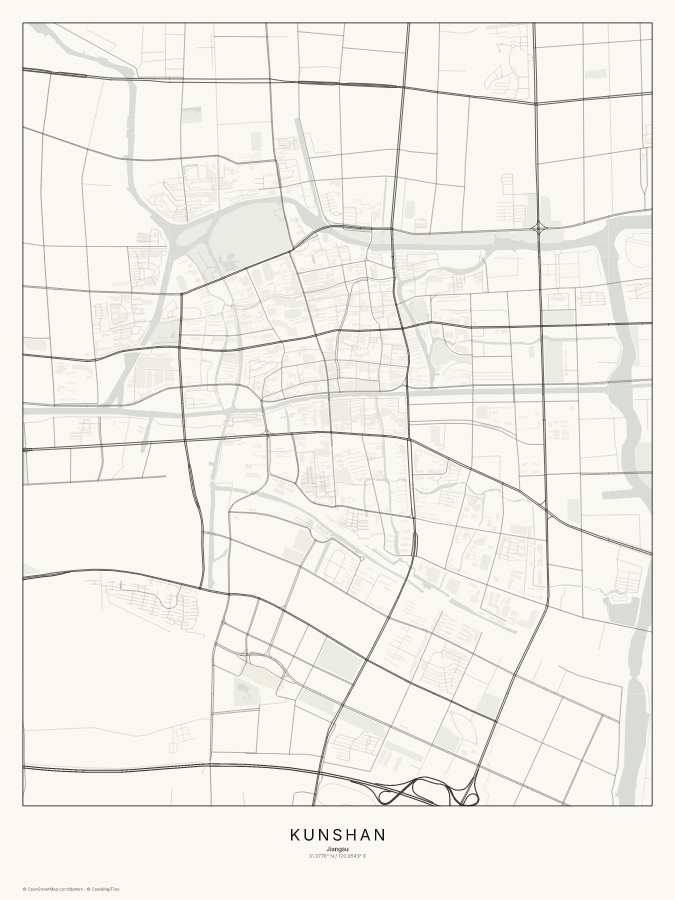 Kunshan map poster, classic style