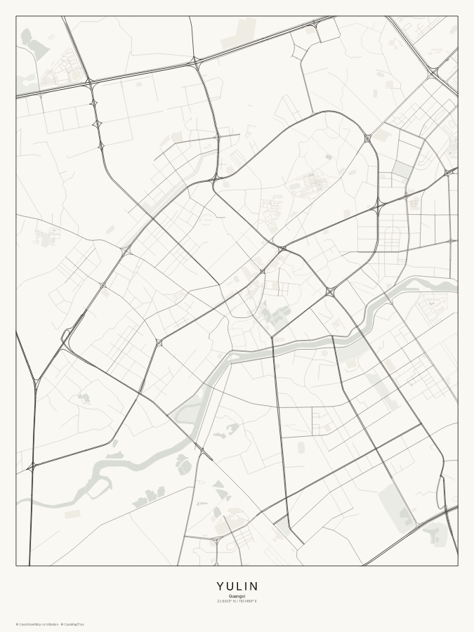 Yulin map poster, classic style