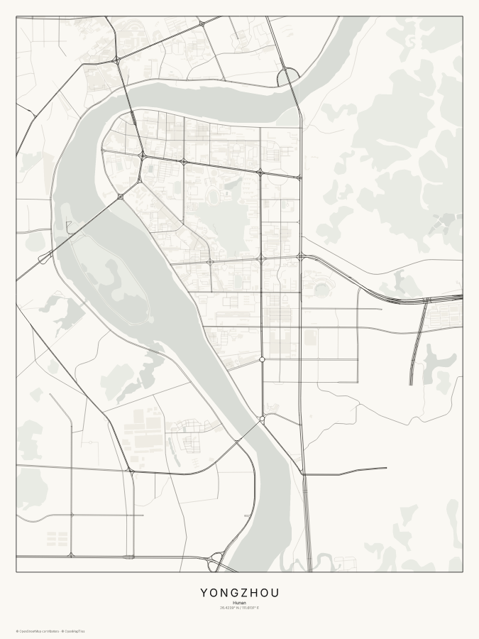 Yongzhou map poster, classic style