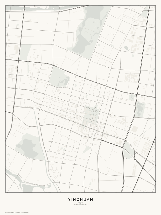 Yinchuan map poster, classic style