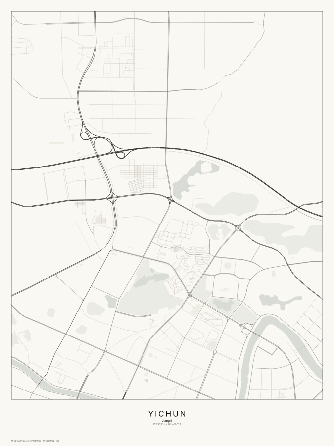 Yichun map poster, classic style