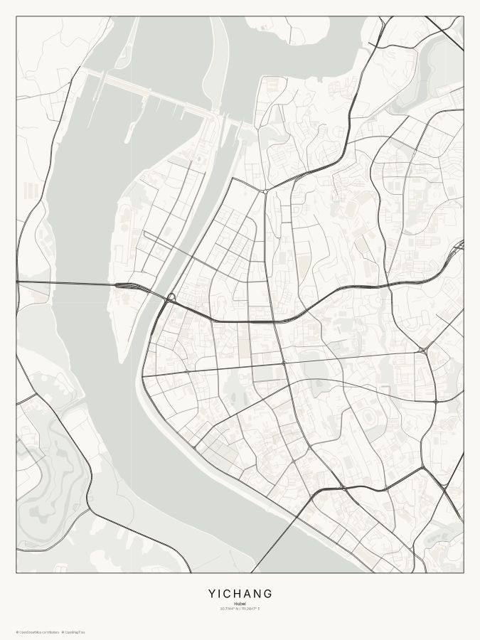 Yichang map poster, classic style