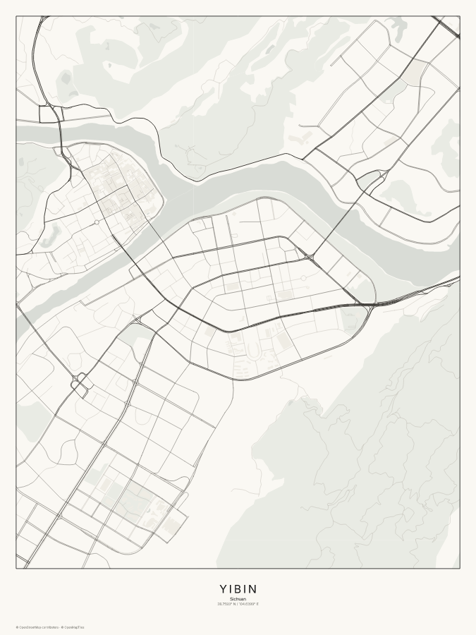 Yibin map poster, classic style