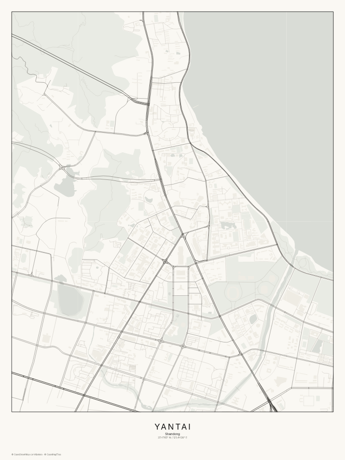 Yantai map poster, classic style