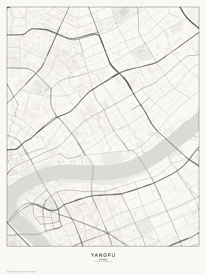 Yangpu map poster, classic style