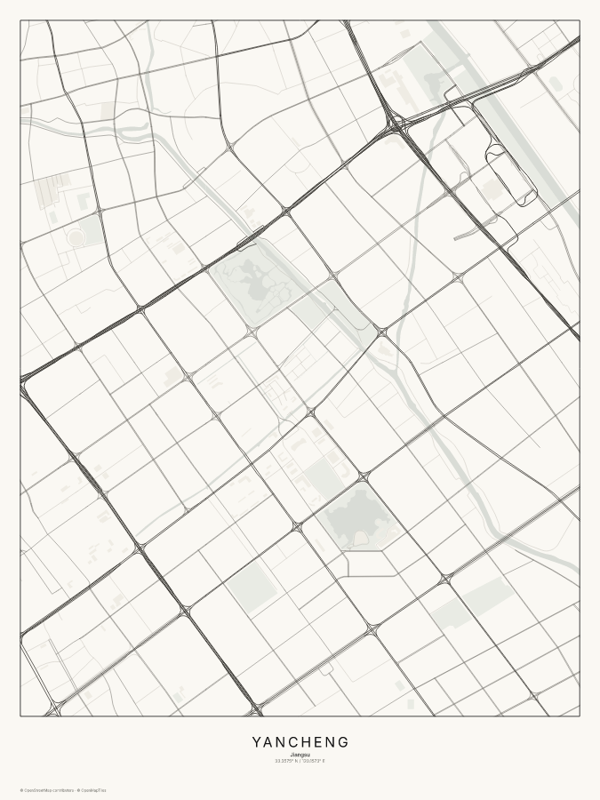 Yancheng map poster, classic style