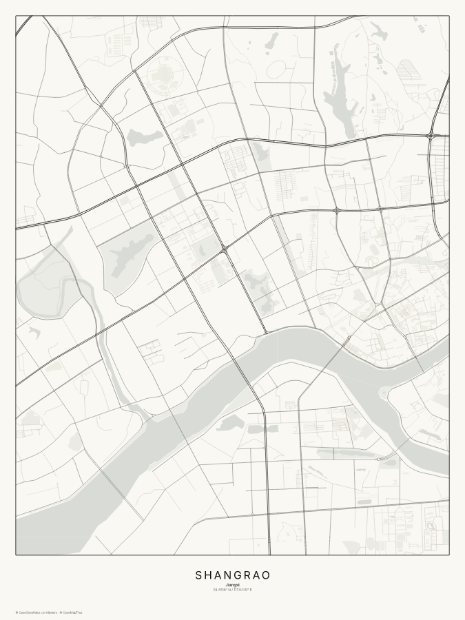 Shangrao map poster, classic style