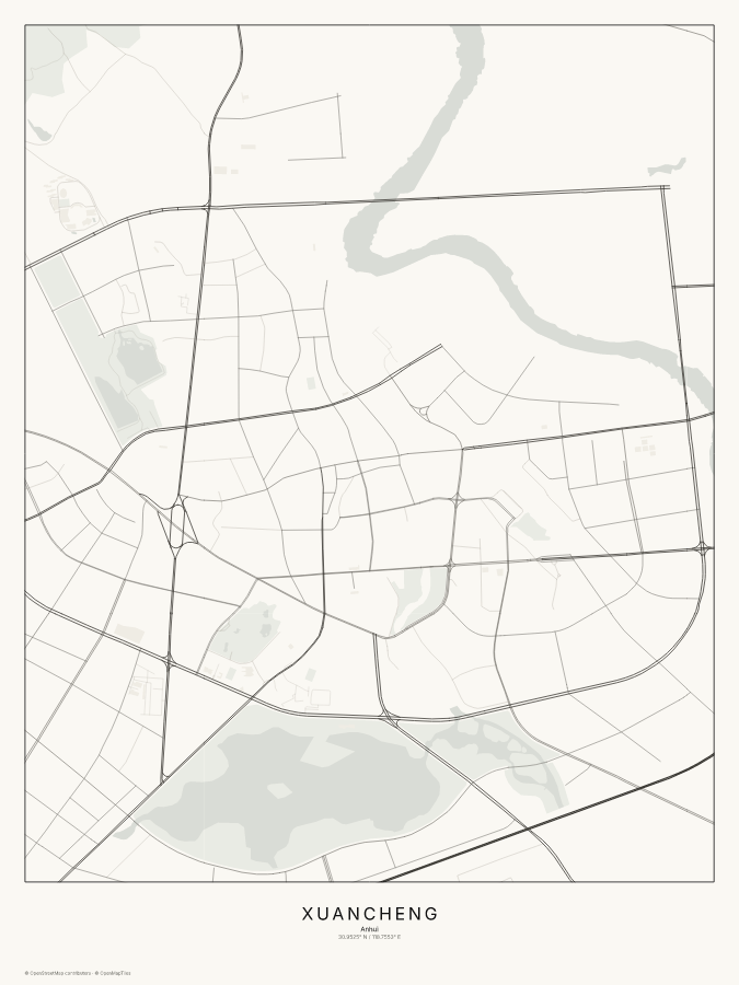 Xuancheng map poster, classic style