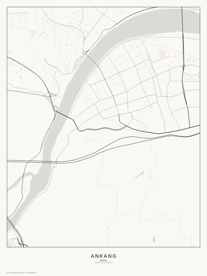 Ankang map poster, classic style