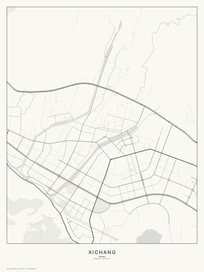 Xichang map poster, classic style