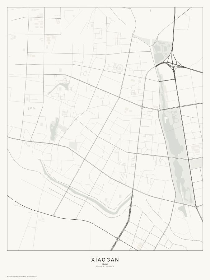 Xiaogan map poster, classic style