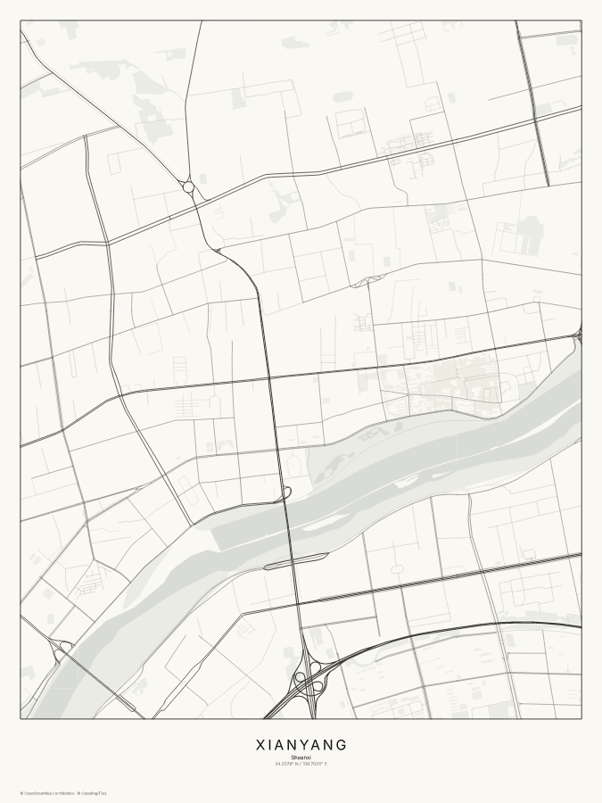 Xianyang map poster, classic style