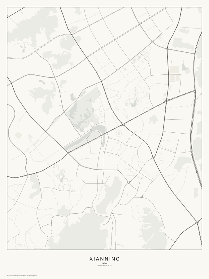 Xianning map poster, classic style