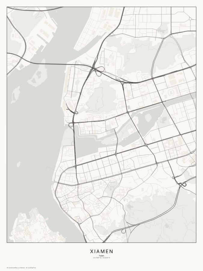 Xiamen map poster, classic style