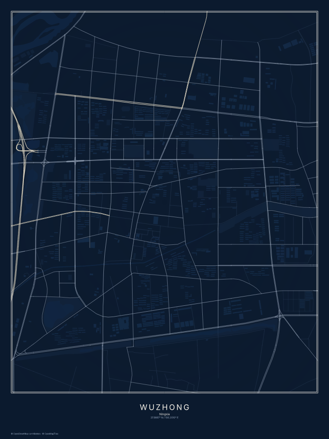 Wuzhong map poster, midnight style