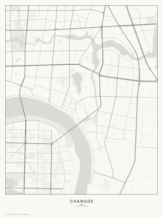 Changde map poster, classic style