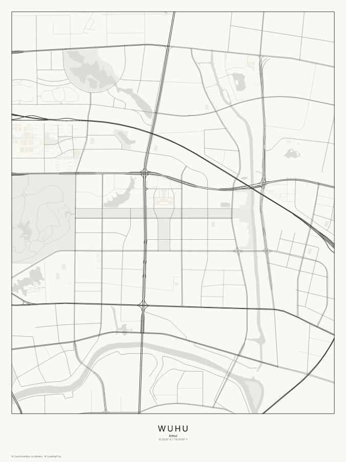 Wuhu map poster, classic style