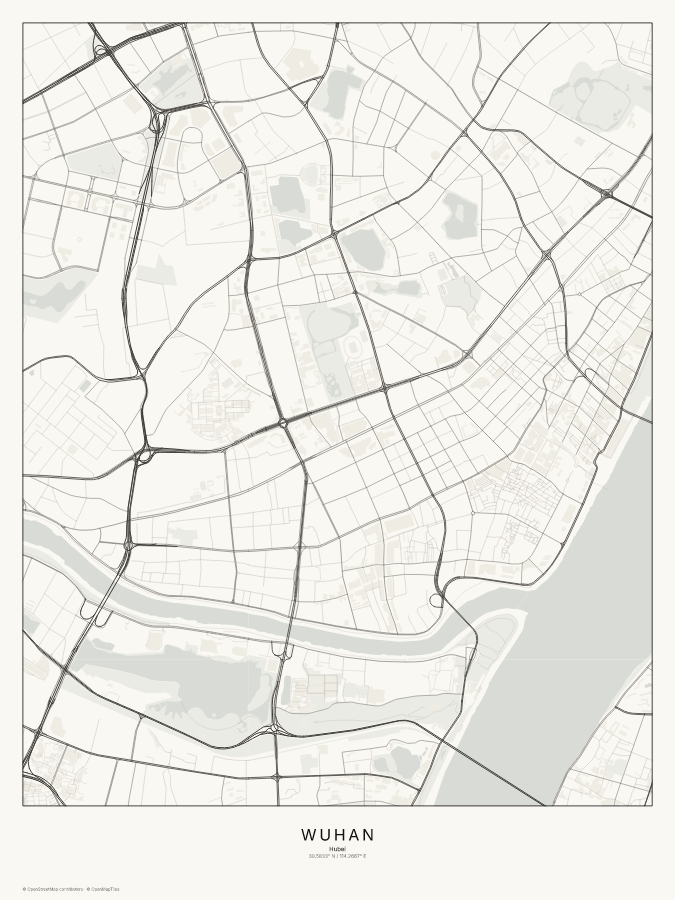 Wuhan map poster, classic style