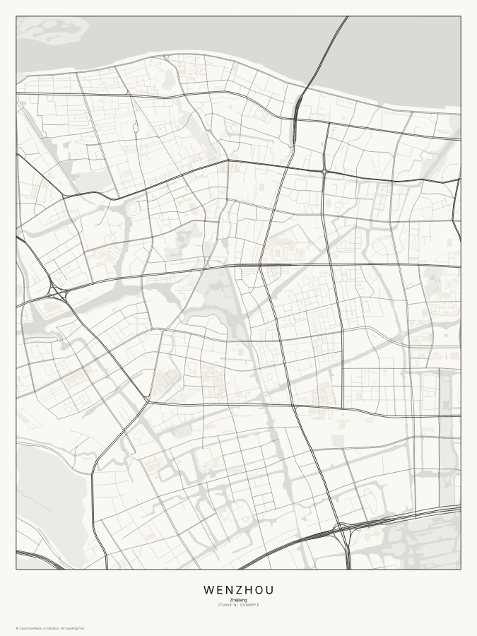 Wenzhou map poster, classic style