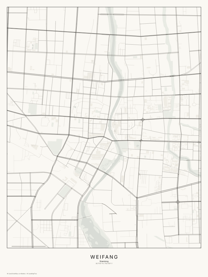 Weifang map poster, classic style