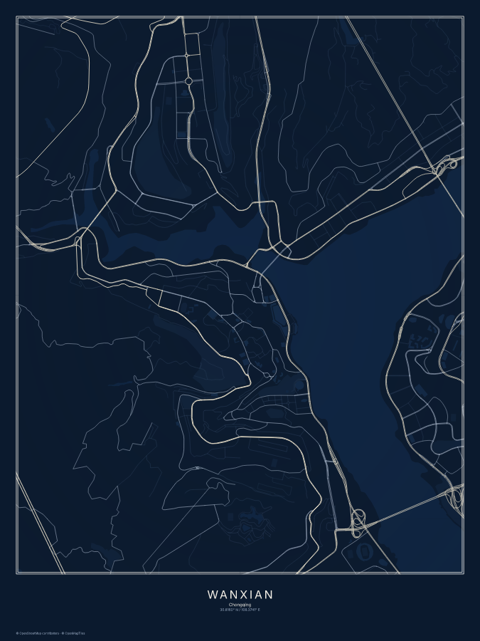 Wanxian map poster, midnight style