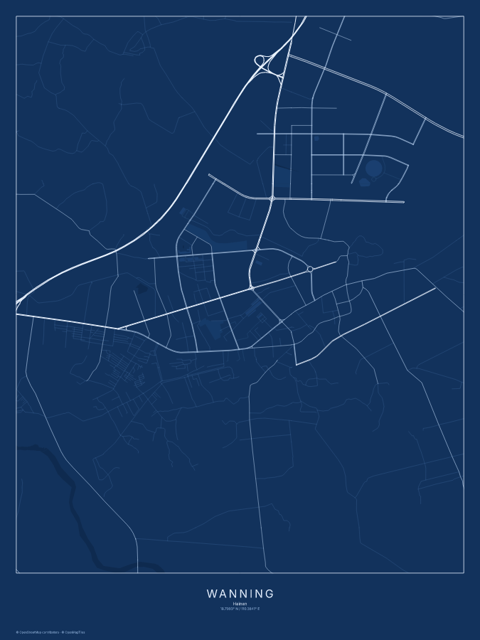 Wanning map poster, blueprint style