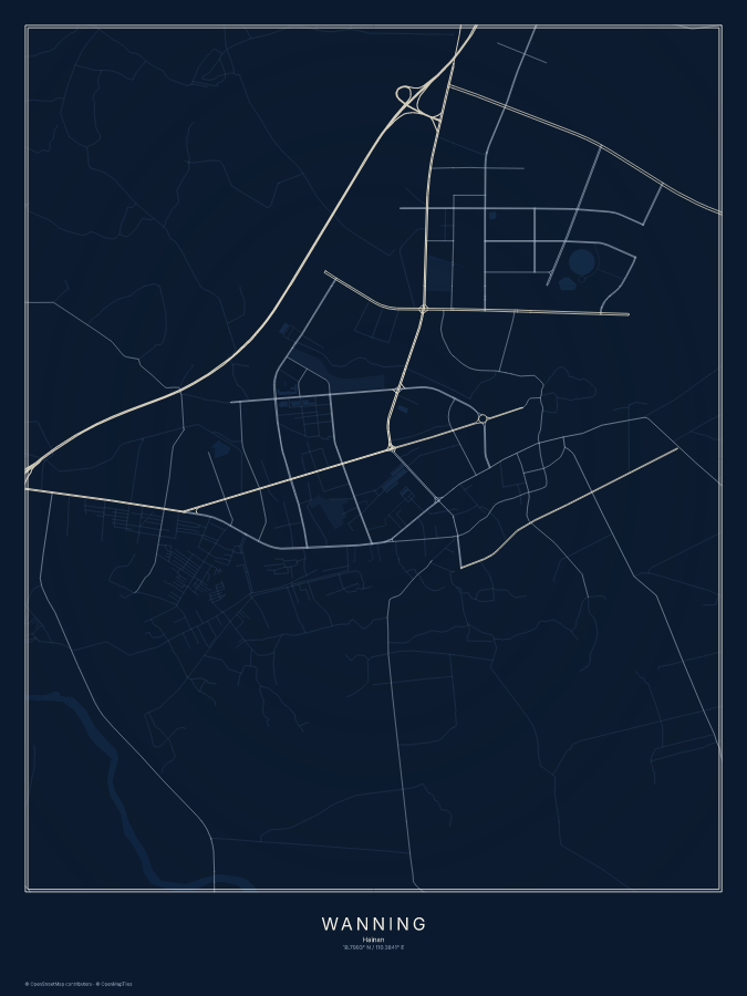 Wanning map poster, midnight style