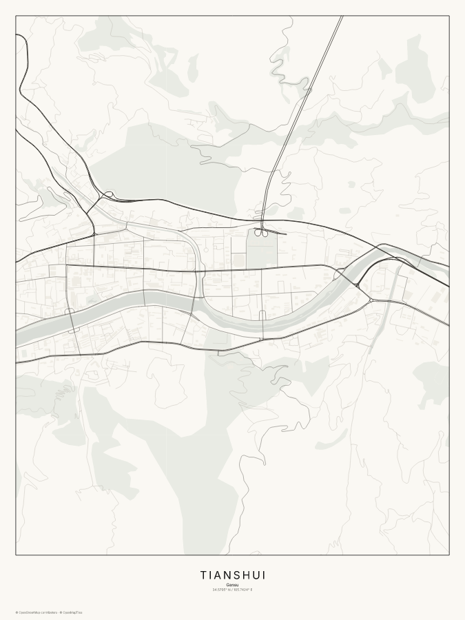 Tianshui map poster, classic style