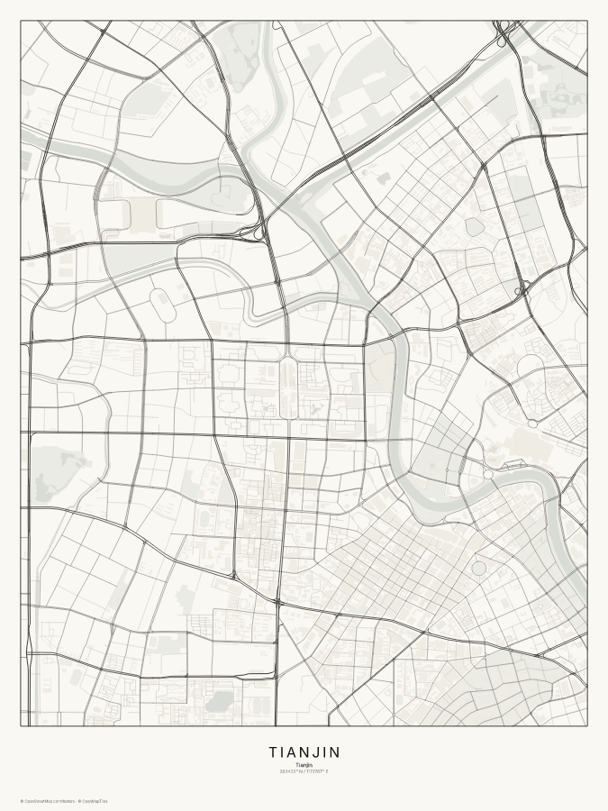 Tianjin map poster, classic style