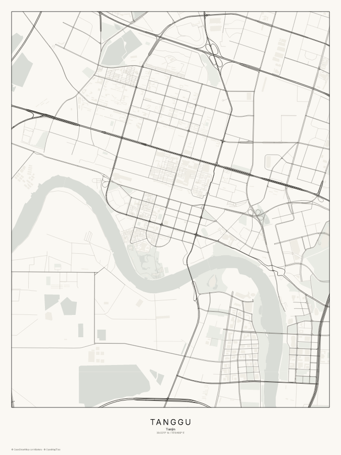 Tanggu map poster, classic style