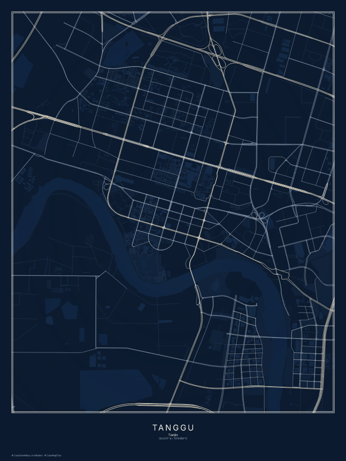 Tanggu map poster, midnight style
