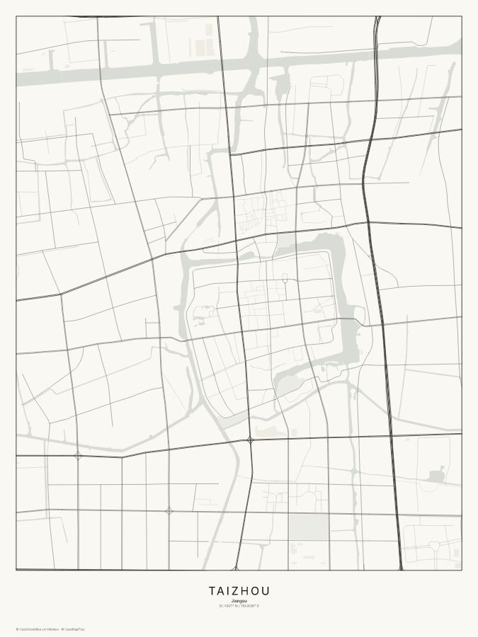 Taizhou map poster, classic style