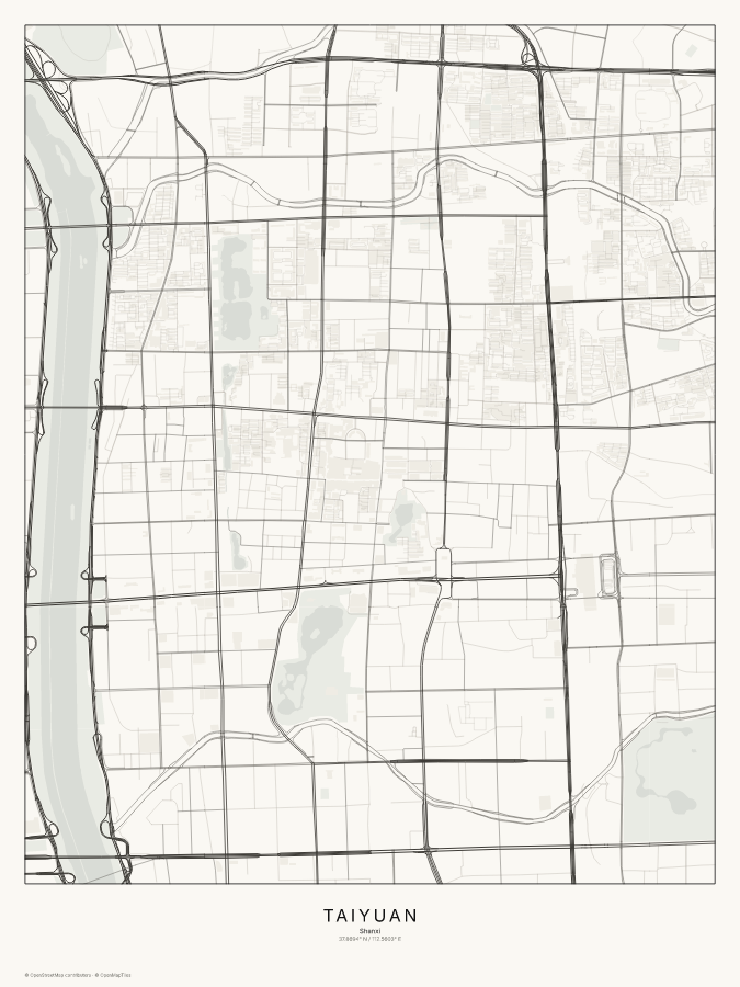 Taiyuan map poster, classic style